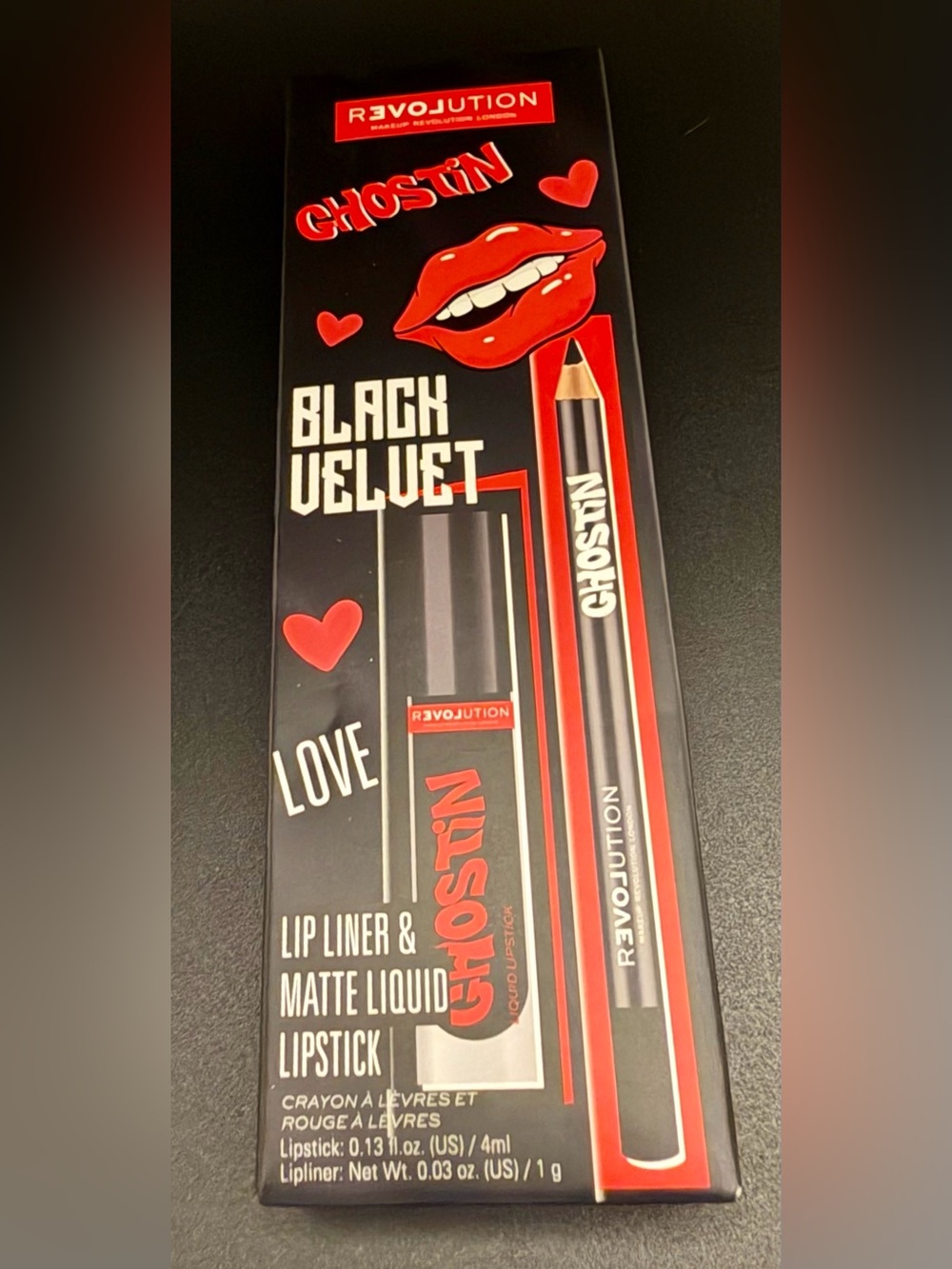 Revolution “Ghostin” Black Velvet Lip Liner & Matte Liquid Lipstick Set